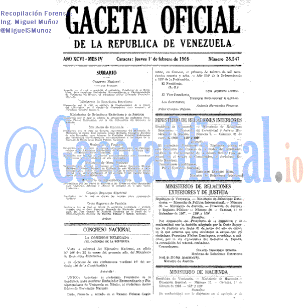Gaceta Oficial 28547 del 1 Febrero 1968