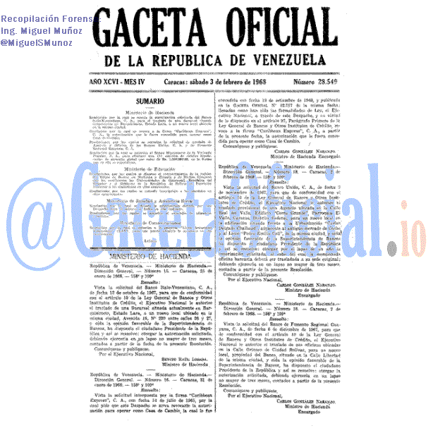 Gaceta Oficial 28549 del 3 Febrero 1968
