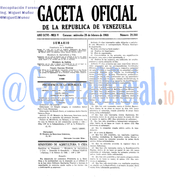 Gaceta Oficial 28568 del 28 Febrero 1968