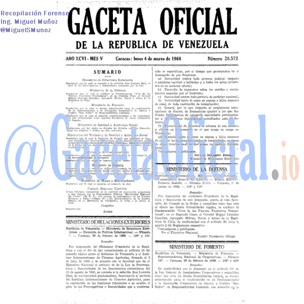 Gaceta Oficial 28572 del 4 Marzo 1968