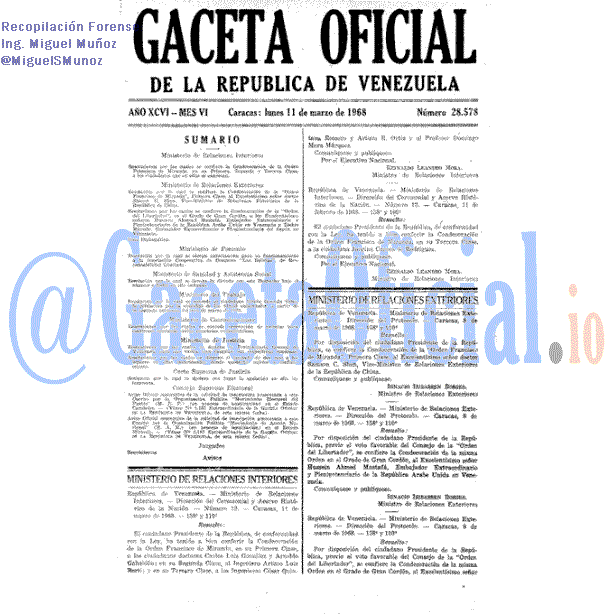 Gaceta Oficial 28578 del 11 Marzo 1968