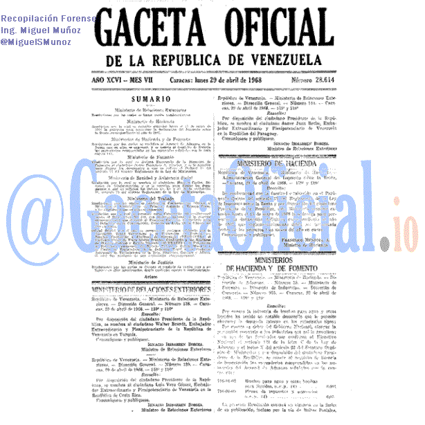 Gaceta Oficial 28614 del 29 Abril 1968