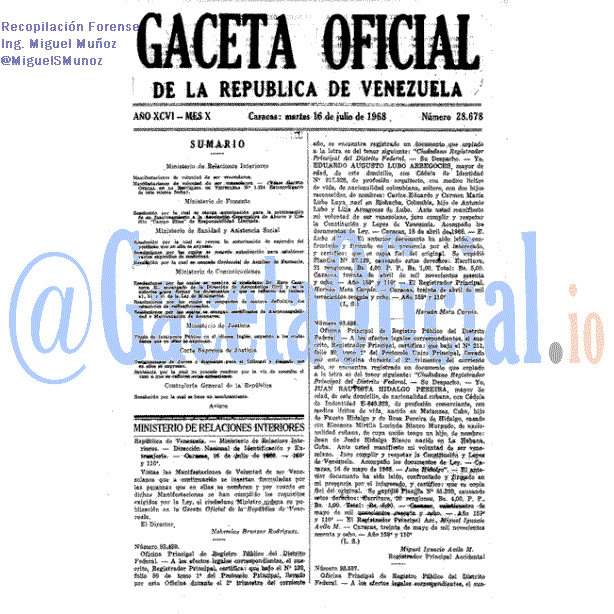 Gaceta Oficial 28678 del 16 Julio 1968