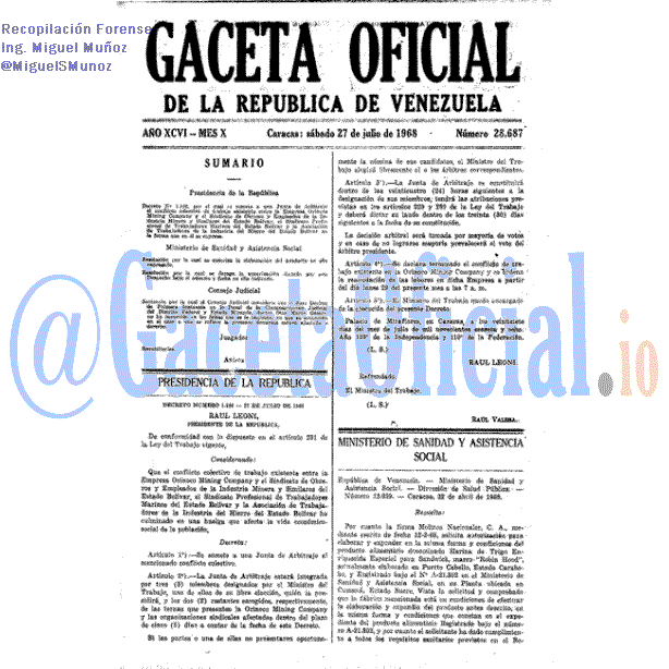 Gaceta Oficial 28687 del 27 Julio 1968