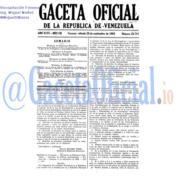 Gaceta Oficial 28741 del 28 Septiembre 1968