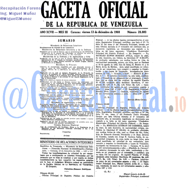 Gaceta Oficial 28803 del 13 Diciembre 1968