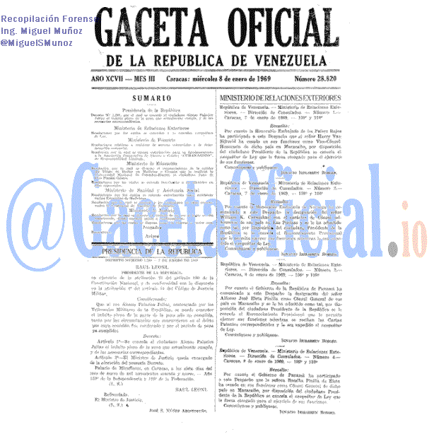 Gaceta Oficial 28820 del 8 Enero 1969
