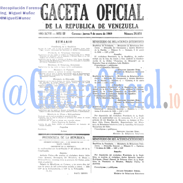 Gaceta Oficial 28821 del 9 Enero 1969