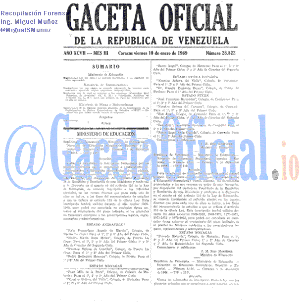 Gaceta Oficial 28822 del 10 Enero 1969