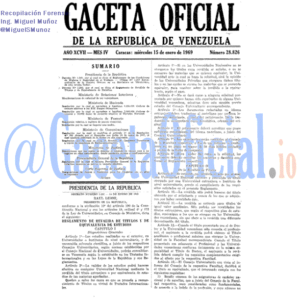 Gaceta Oficial 28826 del 15 Enero 1969
