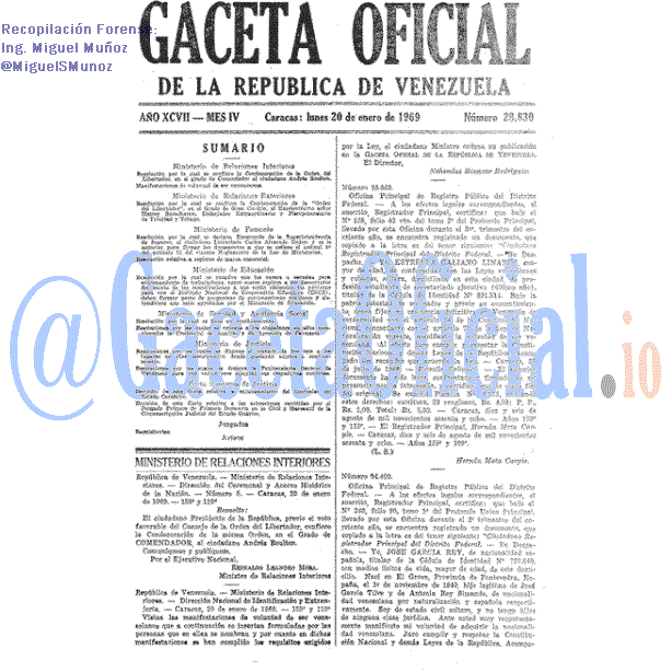 Gaceta Oficial 28830 del 20 Enero 1969