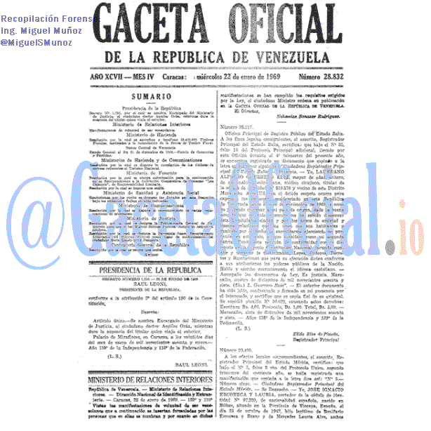 Gaceta Oficial 28832 del 22 Enero 1969
