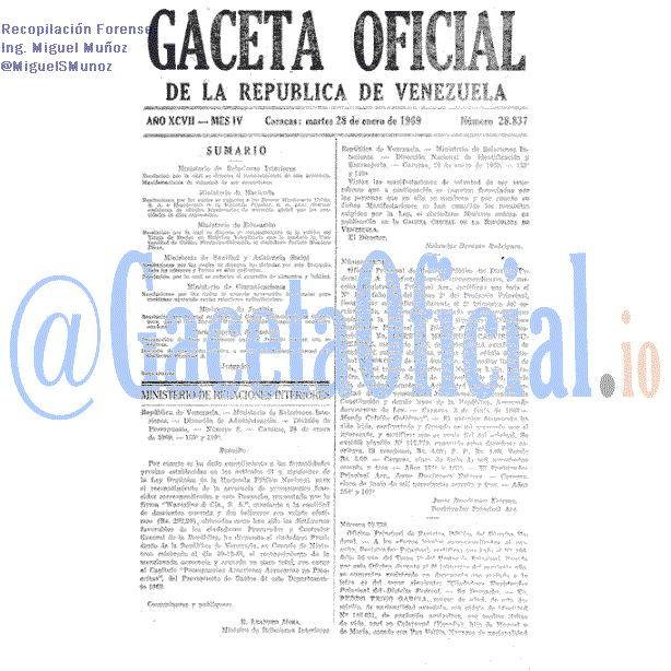 Gaceta Oficial 28837 del 28 Enero 1969