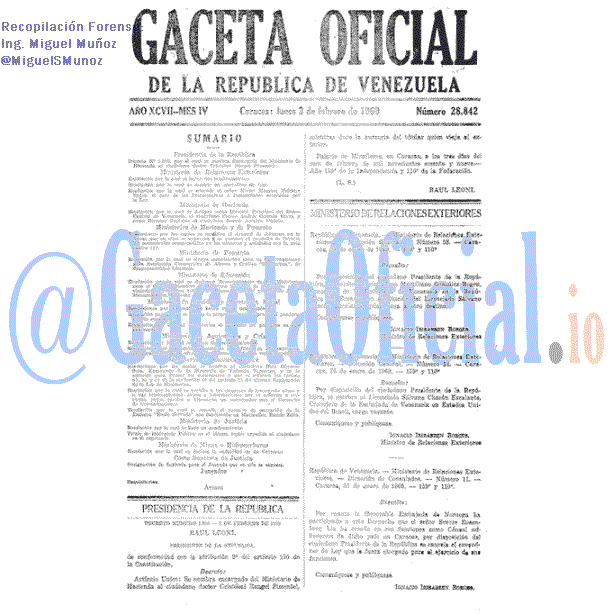 Gaceta Oficial 28842 del 3 Febrero 1969