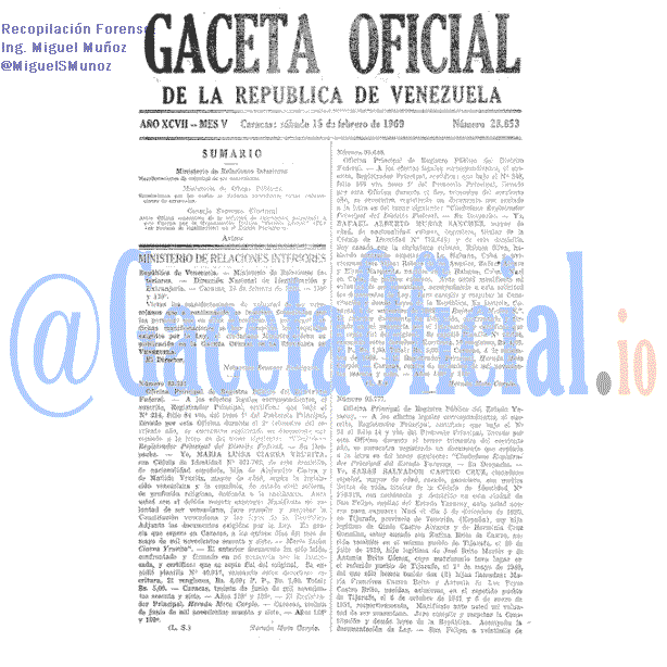 Gaceta Oficial 28853 del 15 Febrero 1969