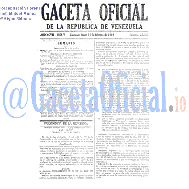 Gaceta Oficial 28858 del 24 Febrero 1969