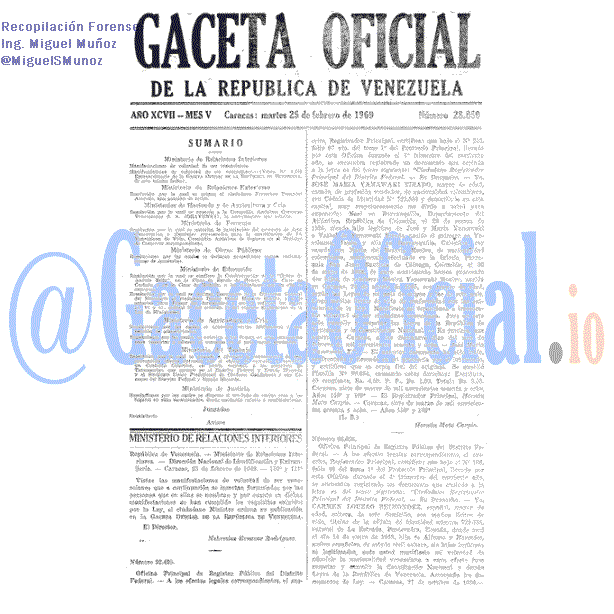 Gaceta Oficial 28859 del 25 Febrero 1969