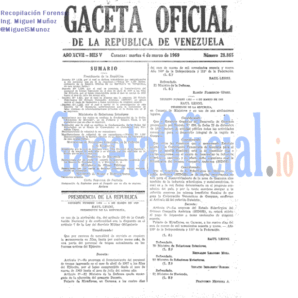 Gaceta Oficial 28865 del 4 Marzo 1969