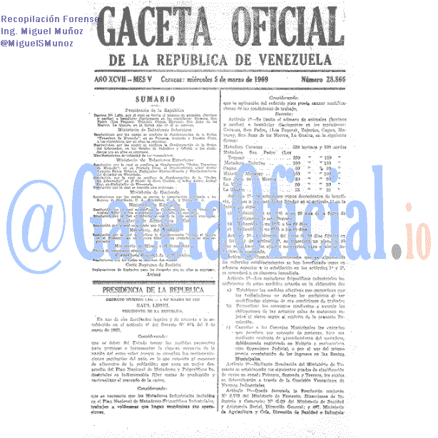 Gaceta Oficial 28866 del 5 Marzo 1969