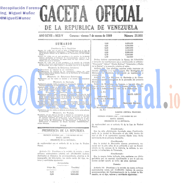 Gaceta Oficial 28868 del 7 Marzo 1969