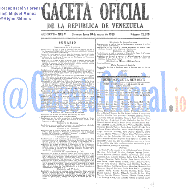 Gaceta Oficial 28870 del 10 Marzo 1969