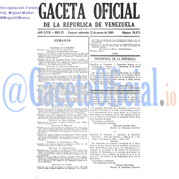 Gaceta Oficial 28872 del 12 Marzo 1969