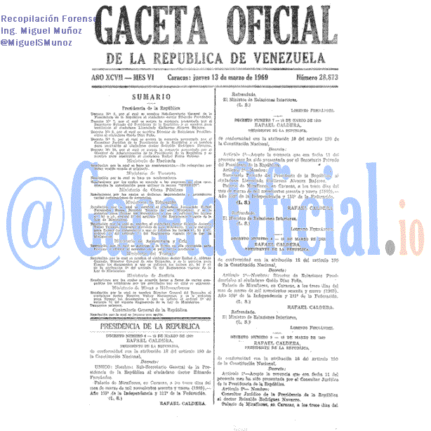 Gaceta Oficial 28873 del 13 Marzo 1969