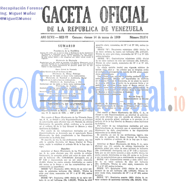Gaceta Oficial 28874 del 14 Marzo 1969