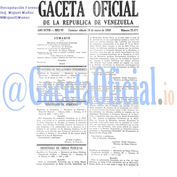 Gaceta Oficial 28875 del 15 Marzo 1969