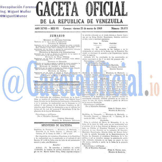 Gaceta Oficial 28879 del 21 Marzo 1969
