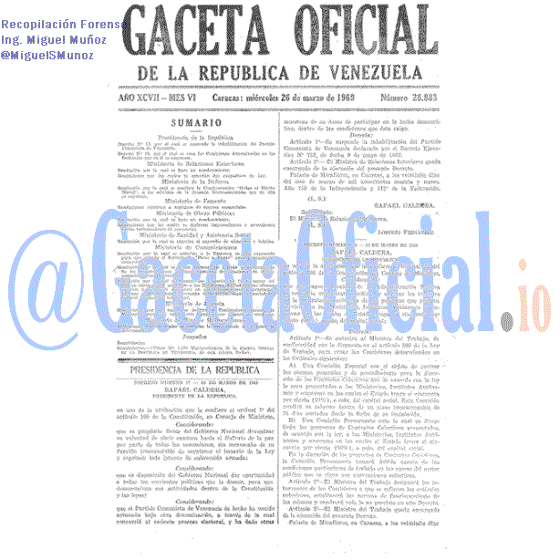 Gaceta Oficial 28883 del 26 Marzo 1969