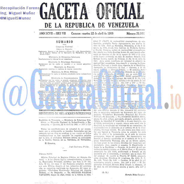 Gaceta Oficial 28901 del 22 Abril 1969