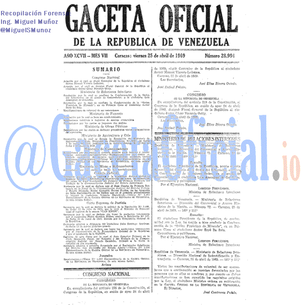 Gaceta Oficial 28904 del 25 Abril 1969