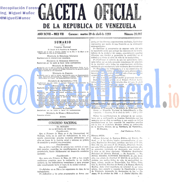 Gaceta Oficial 28907 del 29 Abril 1969