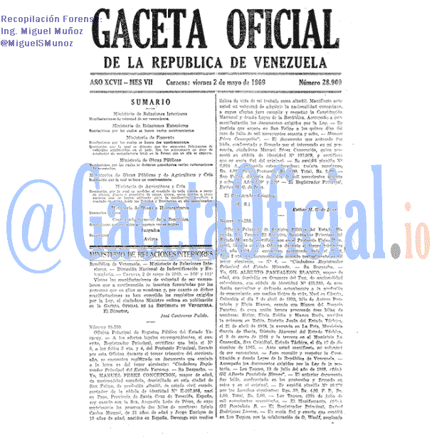 Gaceta Oficial 28909 del 2 Mayo 1969