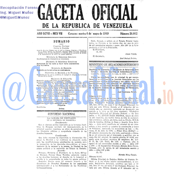 Gaceta Oficial 28912 del 6 Mayo 1969