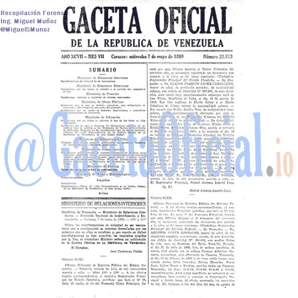 Gaceta Oficial 28913 del 7 Mayo 1969