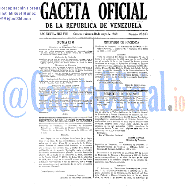 Gaceta Oficial 28933 del 30 Mayo 1969