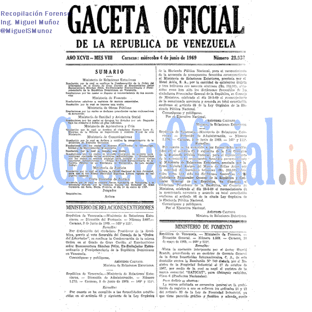 Gaceta Oficial 28937 del 4 Junio 1969