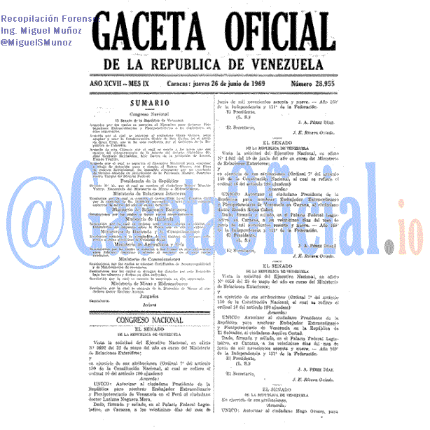 Gaceta Oficial 28955 del 26 Junio 1969