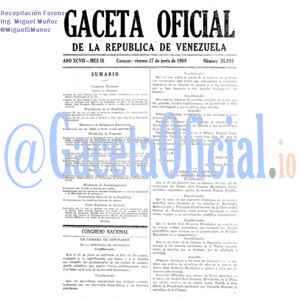 Gaceta Oficial 28956 del 27 Junio 1969