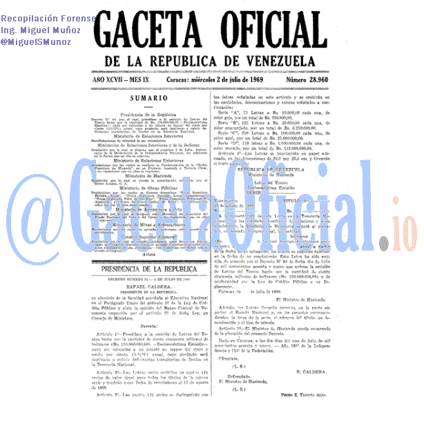 Gaceta Oficial 28960 del 2 Julio 1969