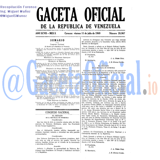 Gaceta Oficial 28967 del 11 Julio 1969
