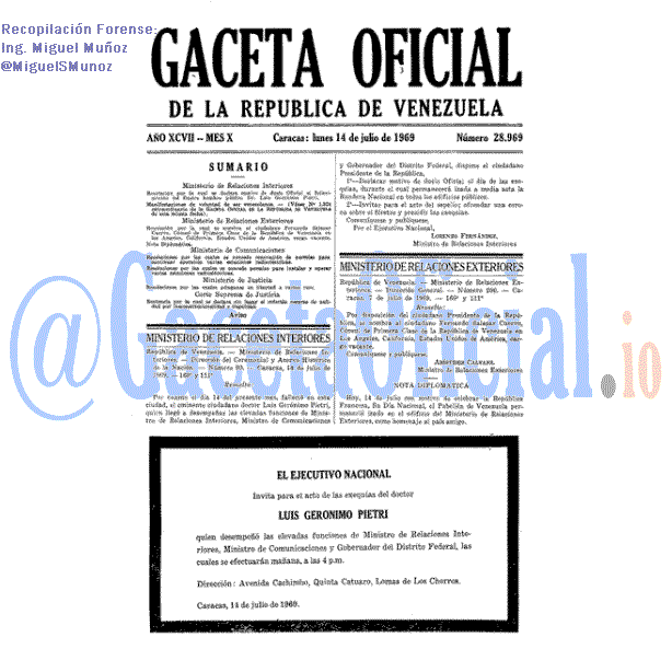 Gaceta Oficial 28969 del 14 Julio 1969