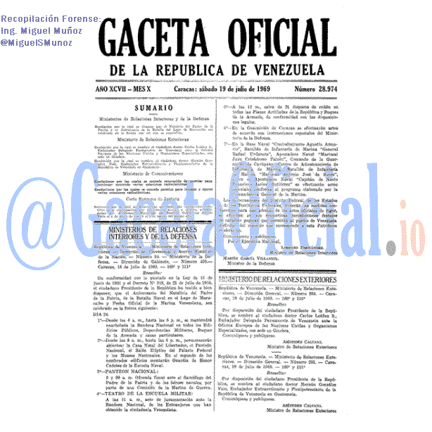 Gaceta Oficial 28974 del 19 Julio 1969