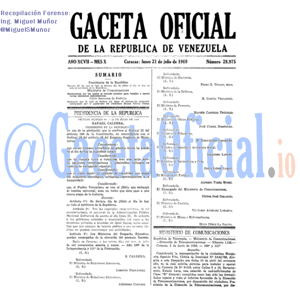 Gaceta Oficial 28975 del 21 Julio 1969