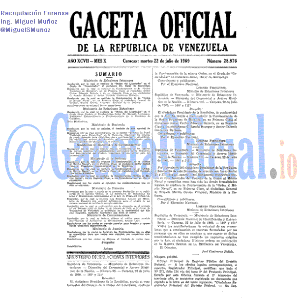 Gaceta Oficial 28976 del 22 Julio 1969
