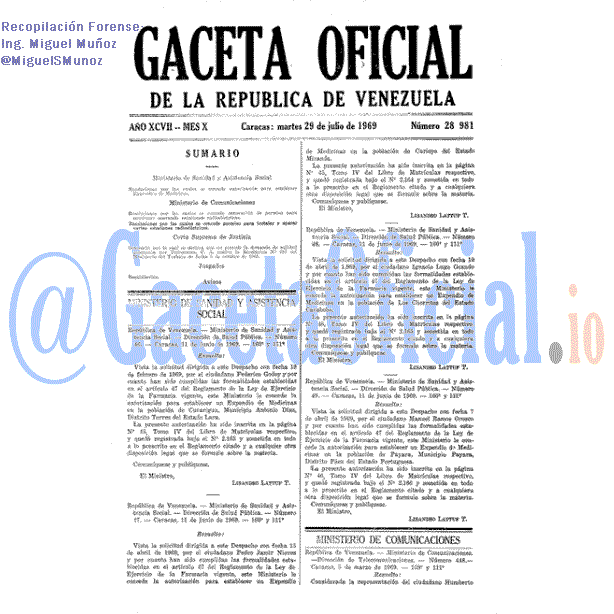 Gaceta Oficial 28981 del 29 Julio 1969