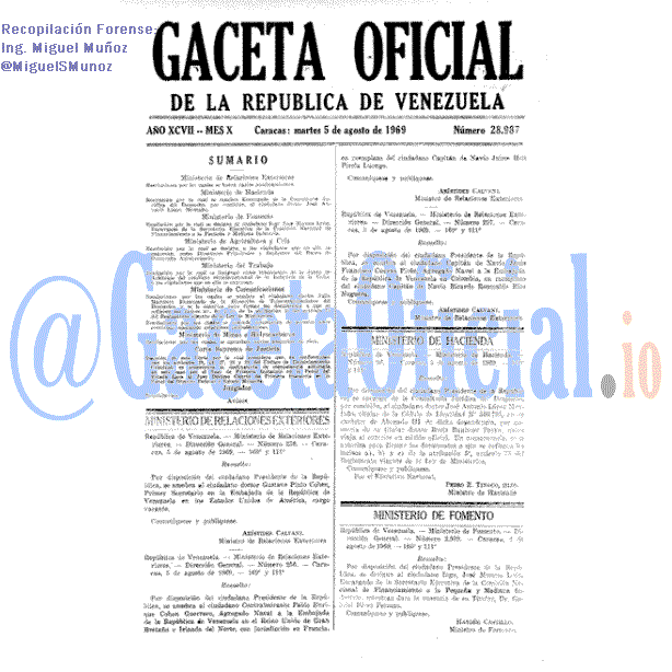 Gaceta Oficial 28987 del 5 Agosto 1969