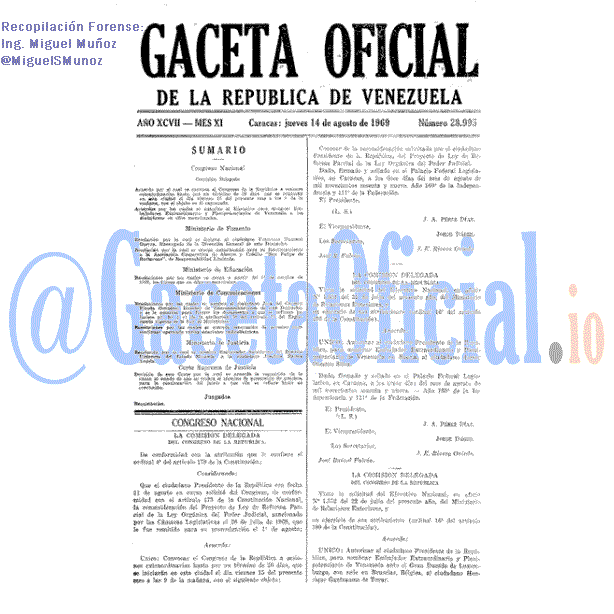 Gaceta Oficial 28995 del 14 Agosto 1969